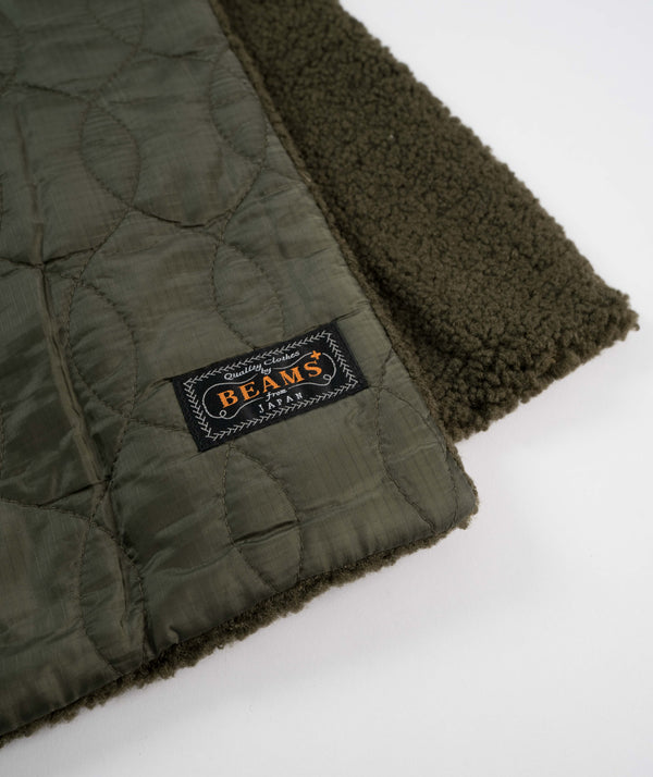 Beams Plus Boa/quilted muffler - Olive