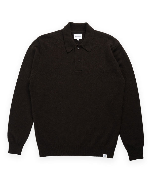 Norse Projects Marco Merino Lambswool Polo - Truffle