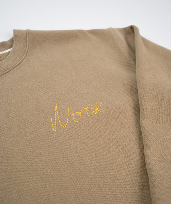 Norse Projects Arne Chain Stitch Logo Sweater - Utility Khaki