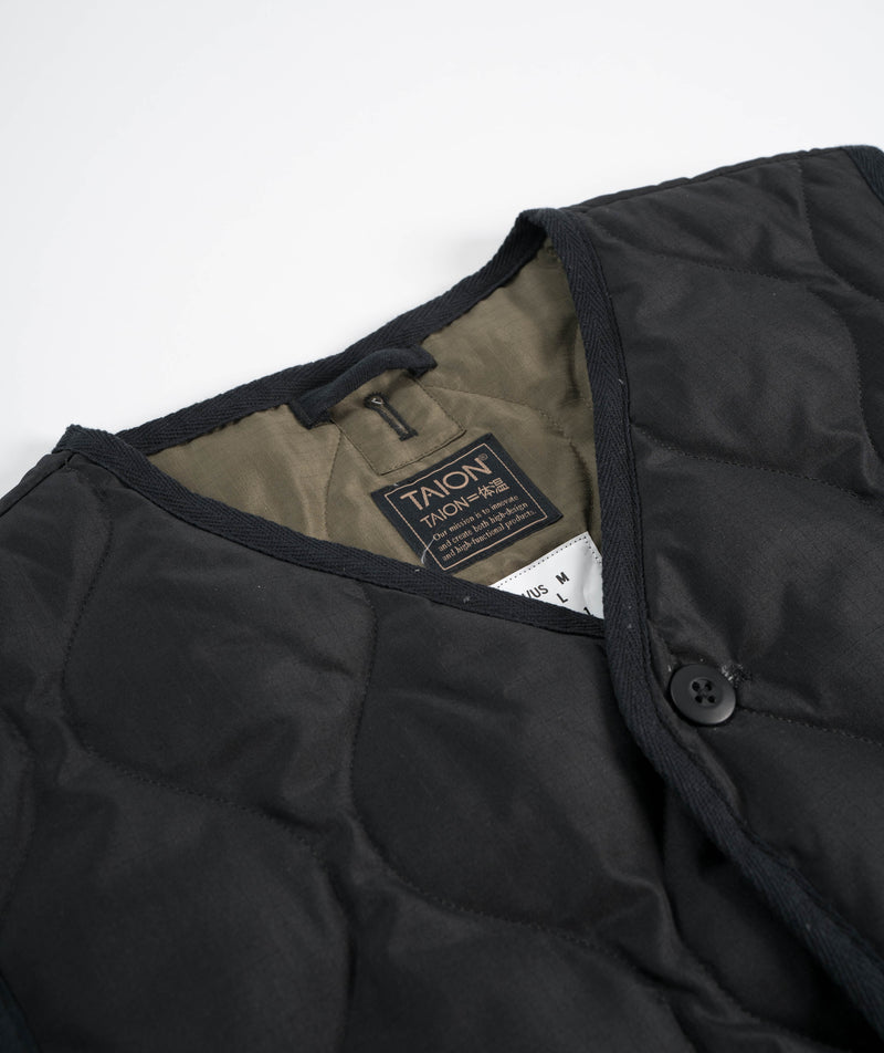 Taion Military V Neck Button Down Vest - Black