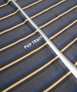 POP Trading Company Striped Long Sleeve Pocket T-Shirt - Charcoal