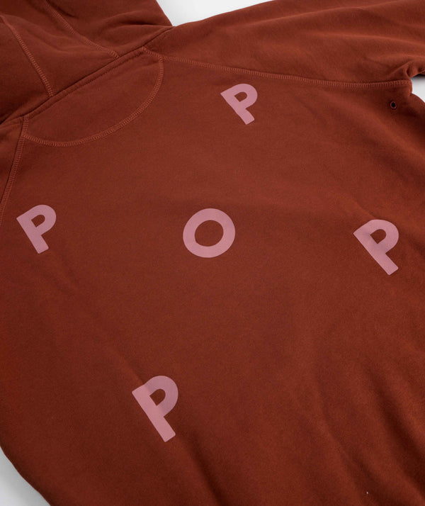 POP Trading Company Logo Hooded Sweat - Fired Brick/Mesa Rose