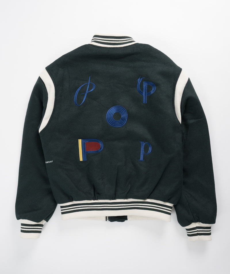 POP Trading Company Parra Varsity Jacket - Pine Green