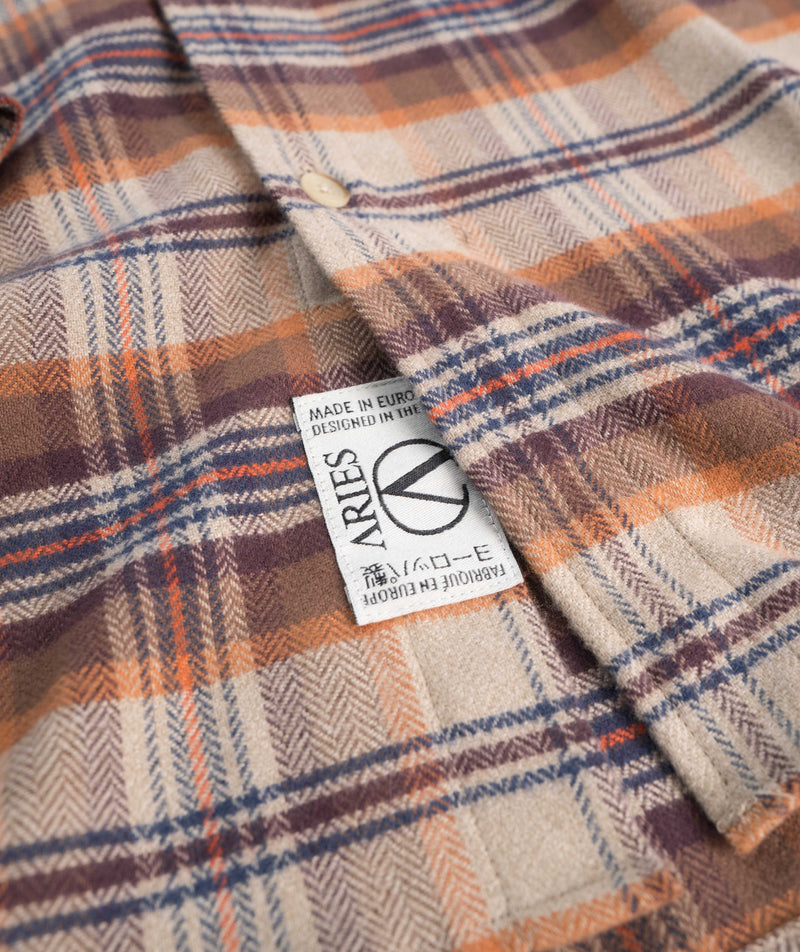 Aries Plaid Flannel Shirt - Brick