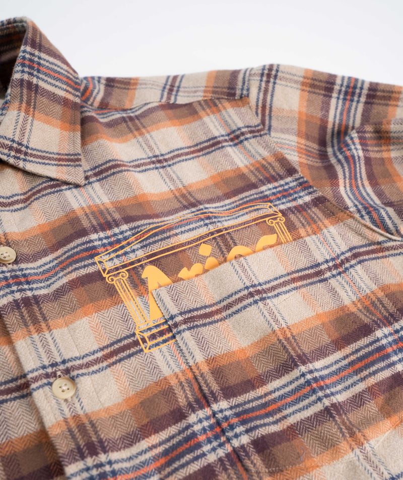 Aries Plaid Flannel Shirt - Brick