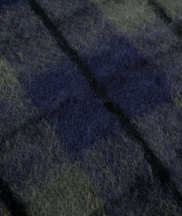 Beams Check Mohair Vest - Navy