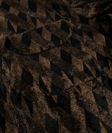 Beams Zipper Jacquard Diamond Pattern Overshirt - Black