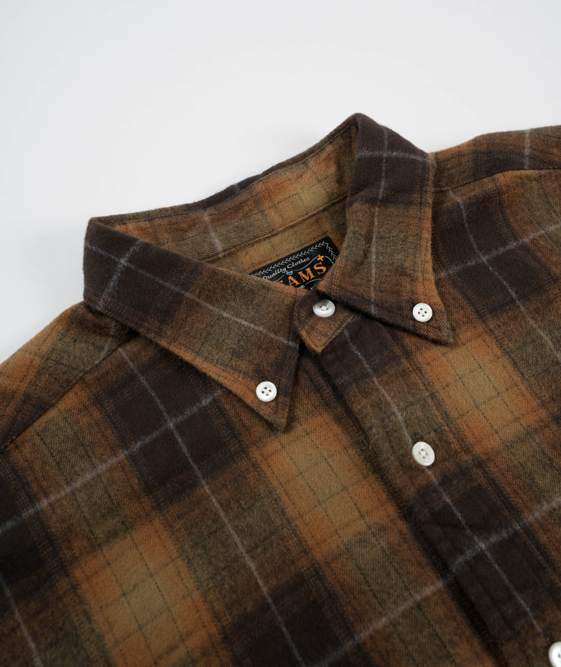 Beams B.D. Shaggy Check Shirt - Orange