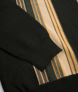 Beams Stripe Knit Polo - Dark Green