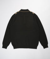 Beams Stripe Knit Polo - Dark Green