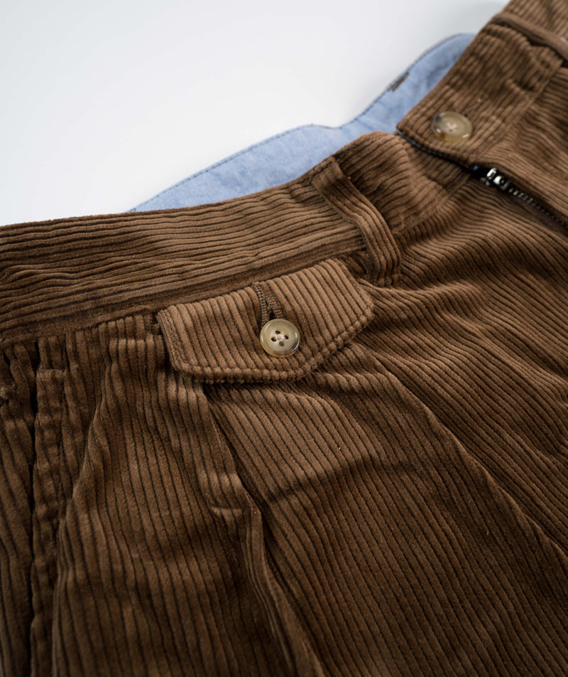 Beams Plus 2 Pleats corduroy trouser - Brown