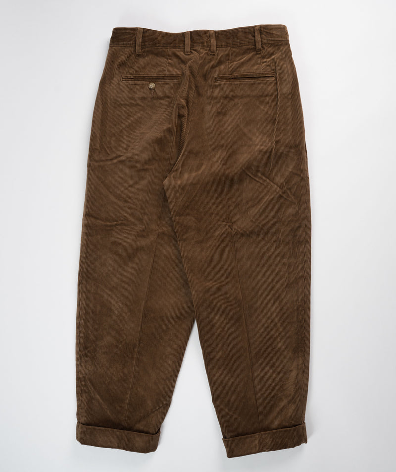 Beams Plus 2 Pleats corduroy trouser - Brown