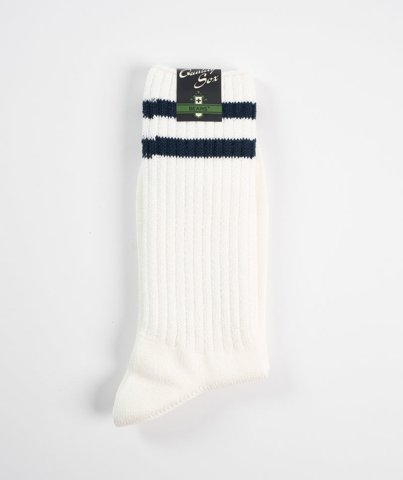 Beams Plus Schoolboy sock - White/Navy