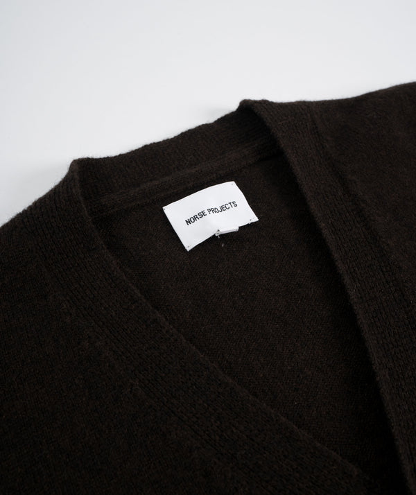 Norse Projects Adam Merino Lambswool Cardigan - Truffle