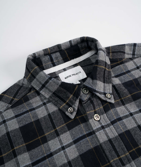 Norse Projects Anton Organic Flannel Check Shirt - Medium Grey