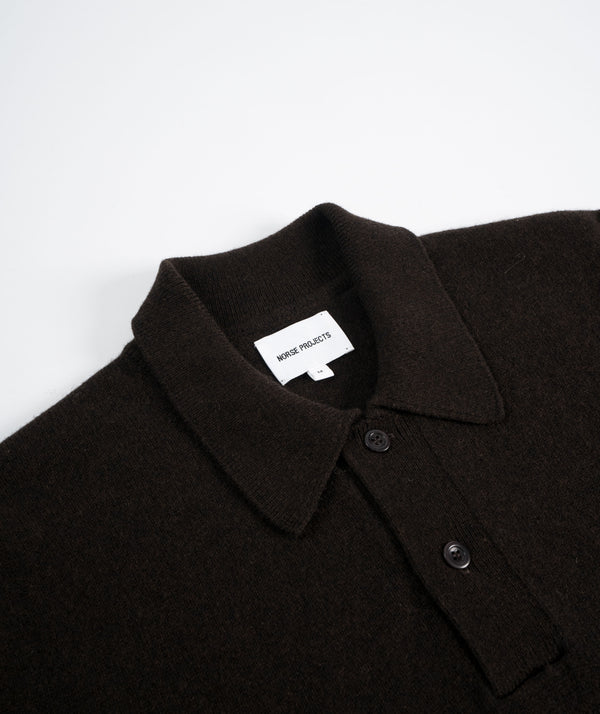 Norse Projects Marco Merino Lambswool Polo - Truffle