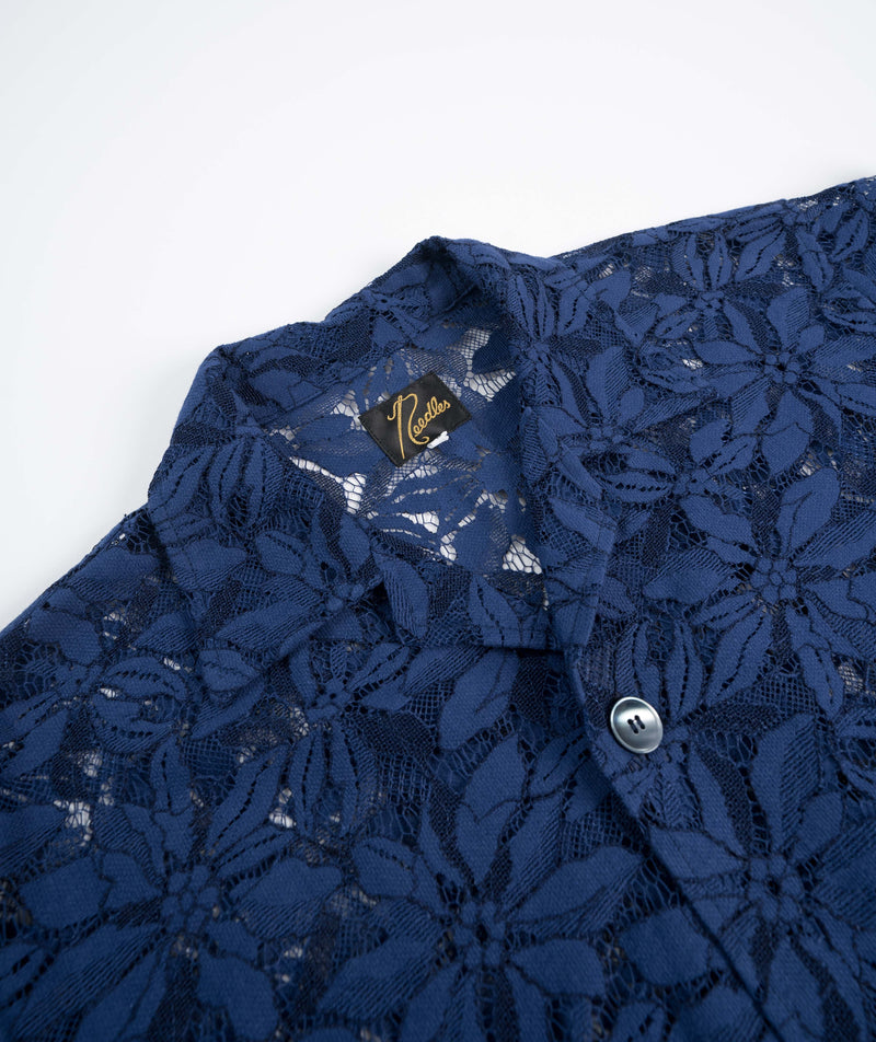 Needles Cabana Shirt Flower Lace Cloth - Navy