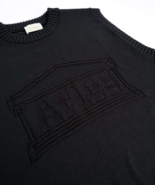 Aries Recycled Reverse Knit Temple Sweater Vest - Black
