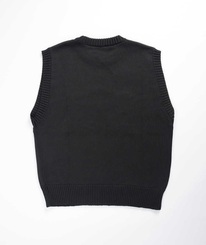 Aries Recycled Reverse Knit Temple Sweater Vest - Black