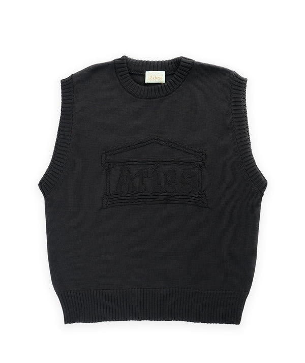 Aries Recycled Reverse Knit Temple Sweater Vest - Black