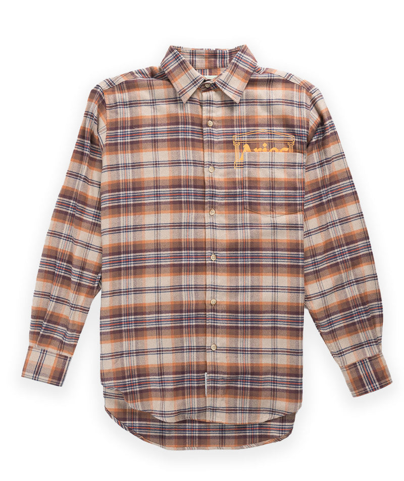 Aries Plaid Flannel Shirt - Brick