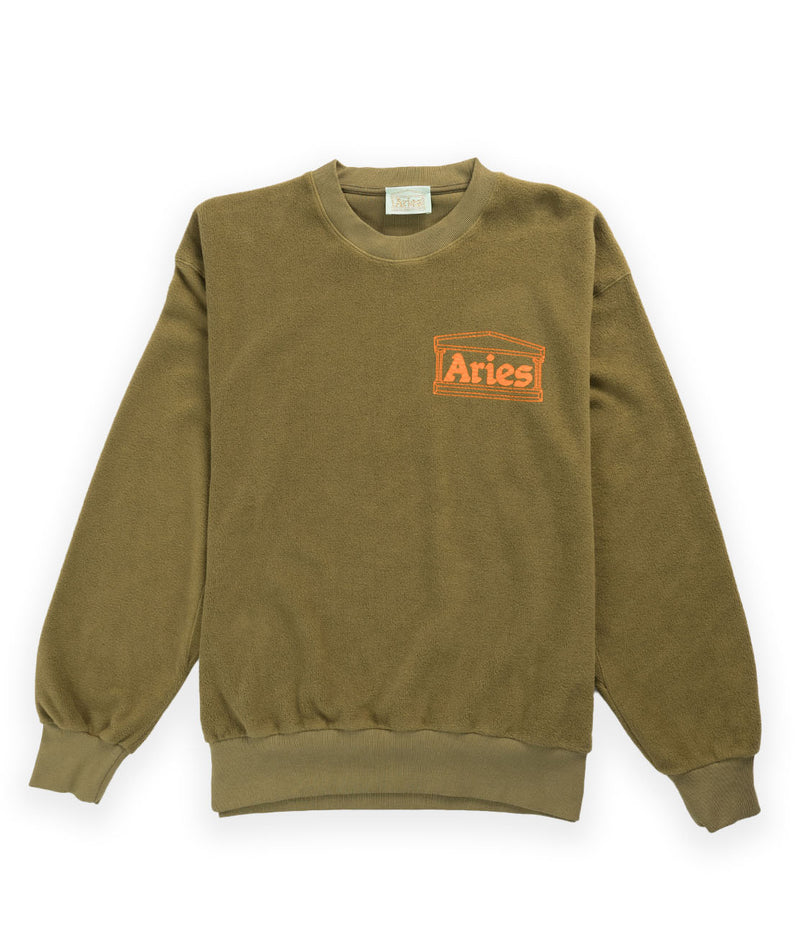 Aries Reverse Fleece Temple Sweat - Olive