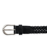 Beams Plus Leather mesh belt - Black