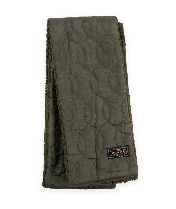 Beams Plus Boa/quilted muffler - Olive