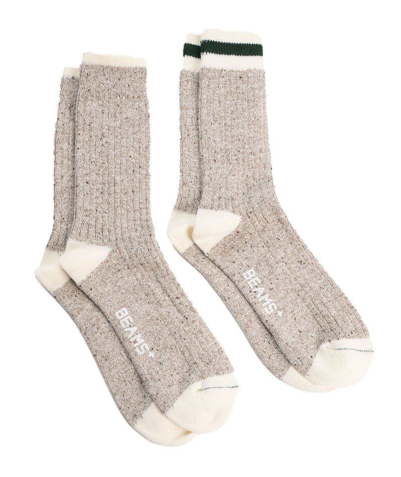 Beams Plus Rag sock - Oatmeal/Green