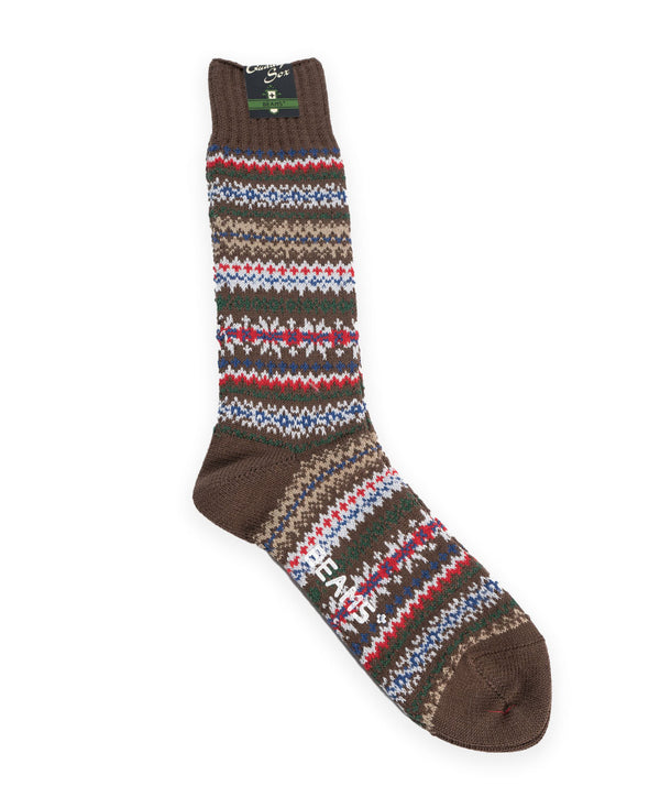 Beams Plus Fairisle socks - Brown