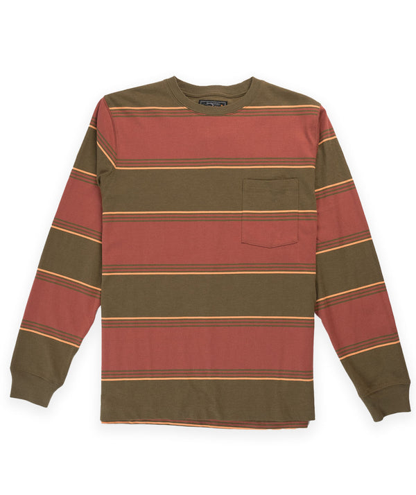 Beams Stripe Pocket Tee - Olive