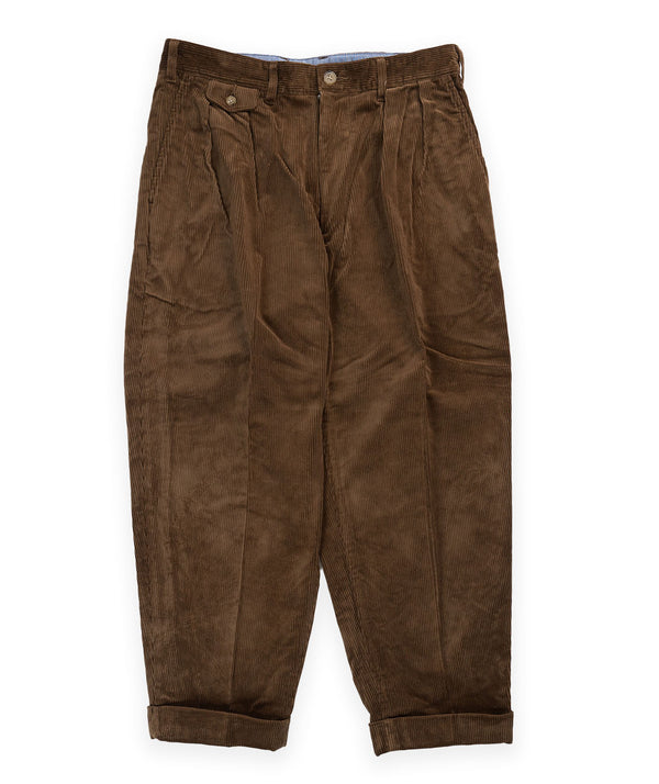 Beams Plus 2 Pleats corduroy trouser - Brown