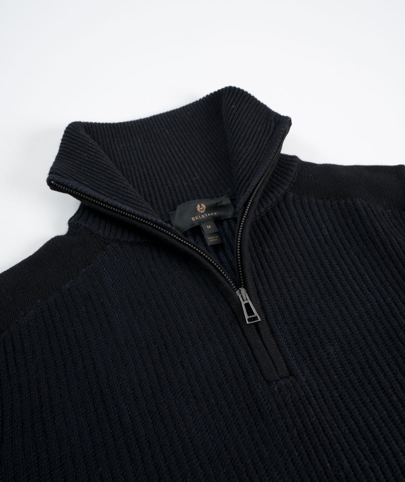 Belstaff Stanley Quarter Zip Jumper - Black/Dark Ink
