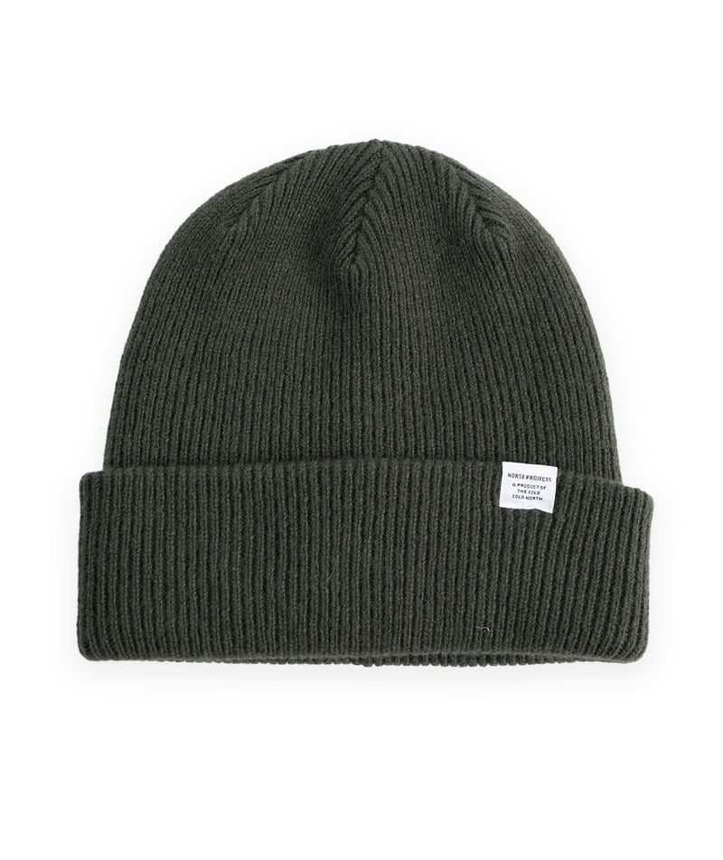 Norse Projects Merino Lambswool Beanie - Army Green