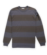 POP Trading Company Striped Logo Long Sleeve T-Shirt - Charcoal/Delicioso