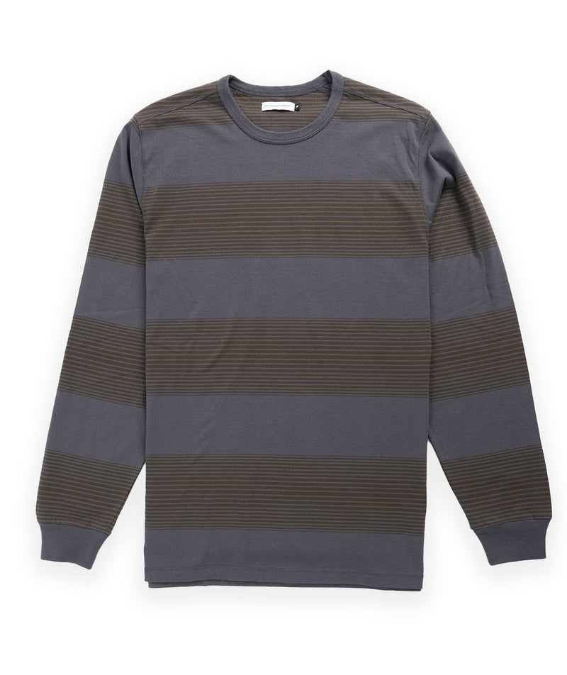 POP Trading Company Striped Logo Long Sleeve T-Shirt - Charcoal/Delicioso