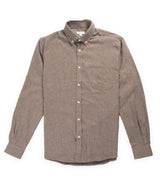 Sunspel Brushed Cotton Flannel Shirt - Cedar