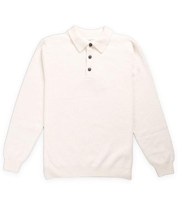 Sunspel Lambswool Polo Shirt - Ecru