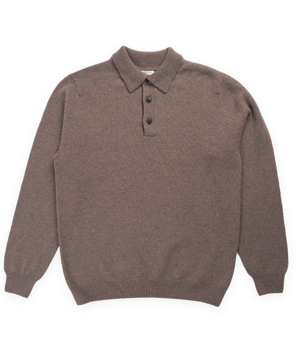 Sunspel Lambswool Polo Shirt - Cedar