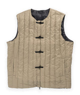 Taion x Beams Reversible China Button Inner Down Vest - Beige/Black
