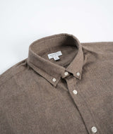 Sunspel Brushed Cotton Flannel Shirt - Cedar