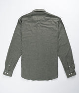 Sunspel Brushed Cotton Flannel Shirt - Green Melange