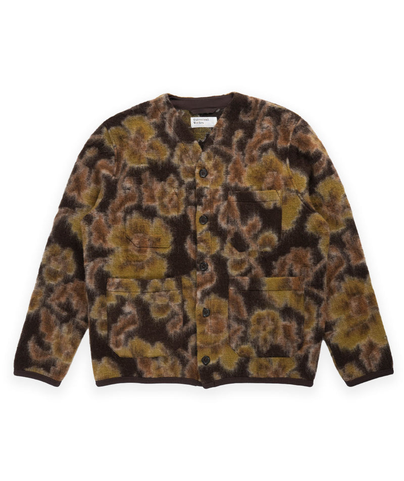 Universal Works Flower Fleece Cardigan - Brown