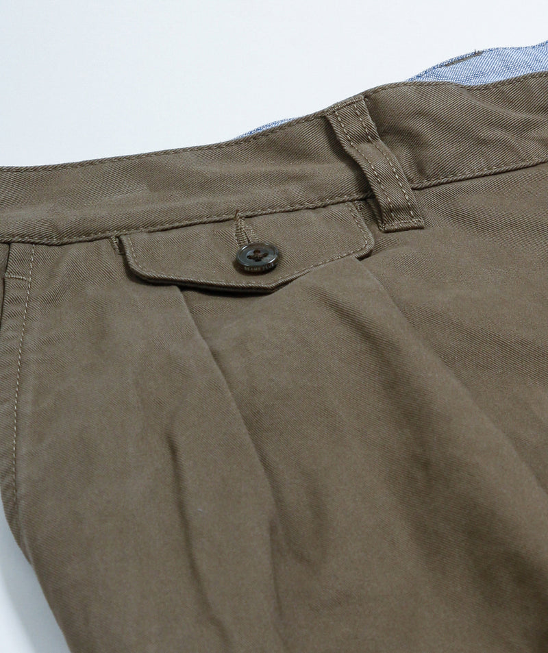 Beams - 2 Pleats Twill Trouser - Olive