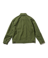 Beams Plus Trucker Jacket Hard Twisted Oxford - Olive