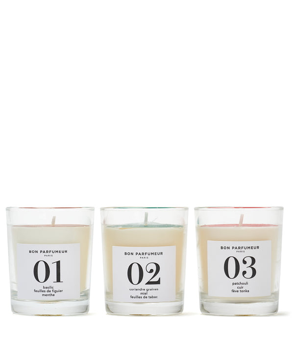Bon Parfumeur: Mini Candle Set "01, 02, 03"