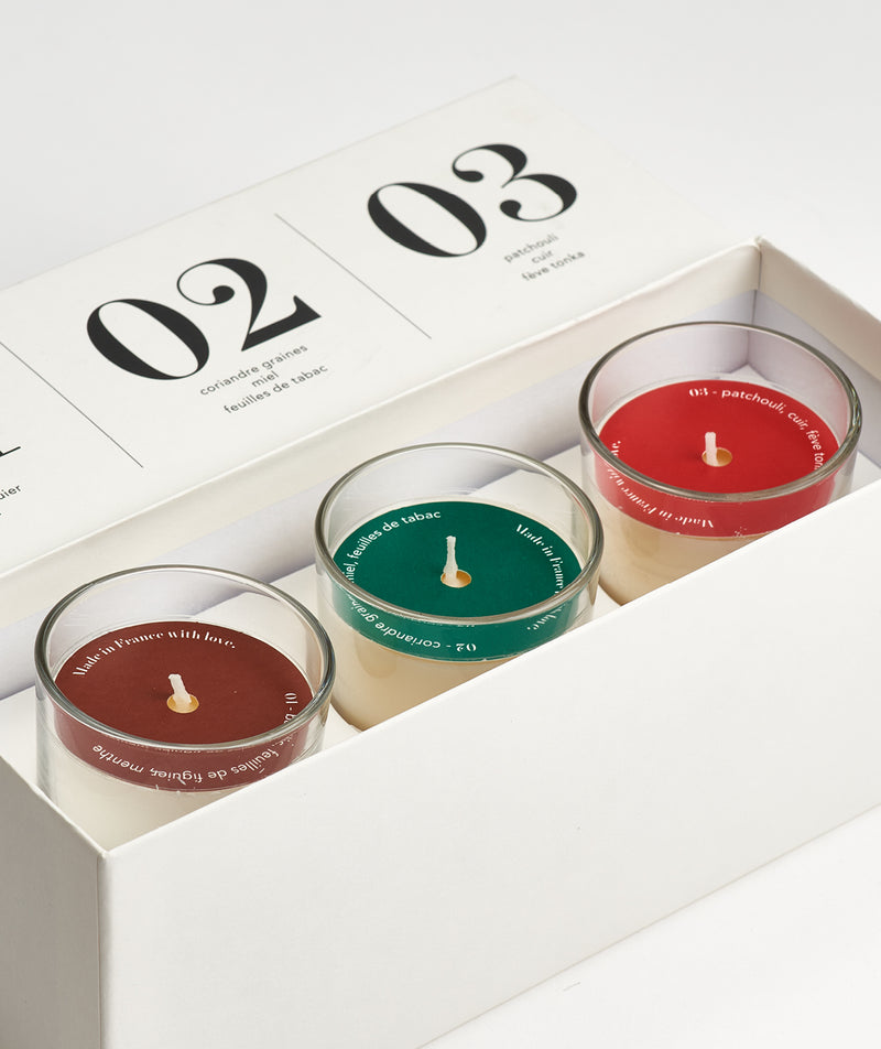 Bon Parfumeur: Mini Candle Set "01, 02, 03"