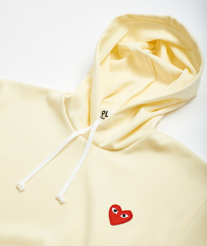 CDG Play: Heart Hooded Sweat "Ivory"