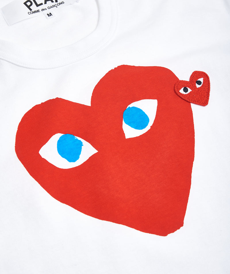 Comme des Garcons Play Red Heart Blue Eyes T-Shirt White