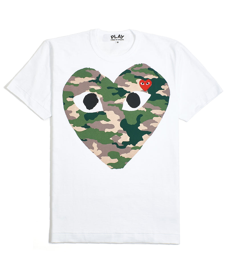CDG Play: Camo chest heart "White"